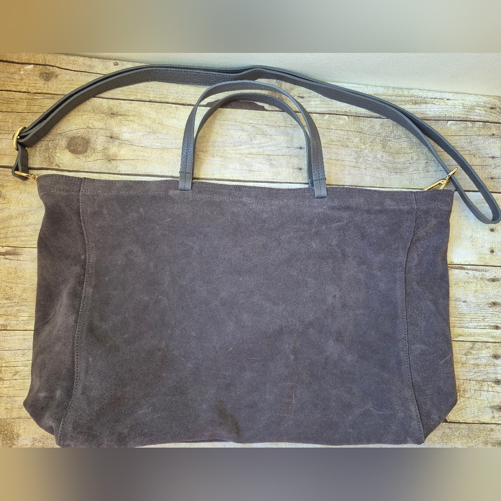 Mark and Graham Italian Grey/Blue Suede leather Handbag Purse